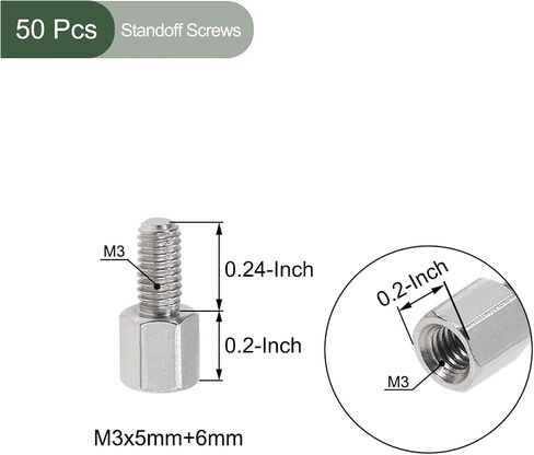 YOKIVE 50 Pcs M3 Standoff Screws, Nickel Plated Hex PCB Standoffs, Keep Height Consistent, Great for Motherboard (Silver Tone, 5mm+6mm) in Saudi Arabia
