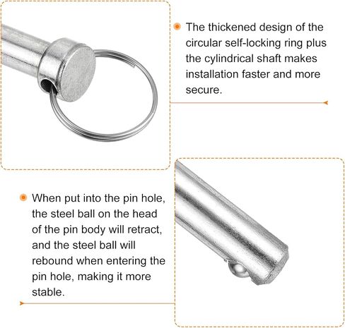 uxcell 1Pcs 10mmx82mm Quick Release Pins, 316 Stainless Steel Marine Hardware for Marine Mountain Seat, Ship Outfitting, Shipbuilding, Silver in Saudi Arabia