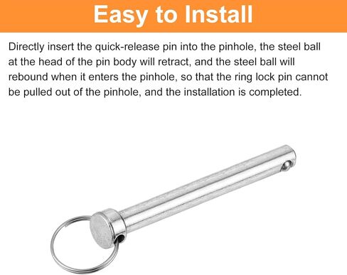 uxcell 1Pcs 10mmx82mm Quick Release Pins, 316 Stainless Steel Marine Hardware for Marine Mountain Seat, Ship Outfitting, Shipbuilding, Silver in Saudi Arabia