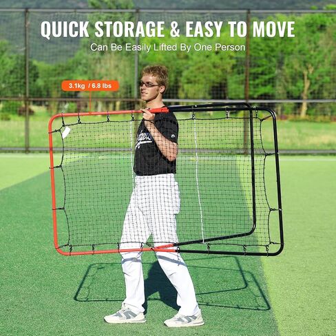 VEVOR Baseball and Softball Rebounder Net, 3 x 4.5 ft PitchBack Baseball Pitching Nest, 3-Way Baseball, Softball Pitchback Net, Fielding Trainer, Bounce Back Net for Fielding/Throwing Practice in Saudi Arabia