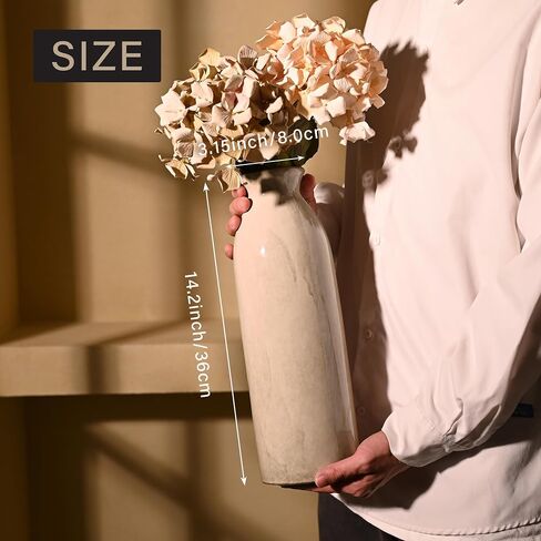VICTOR & TERESA Beige Vase for Flowers, 14.2'' Tall Floor Vase, Decorative Ceramic Vase for Home Decor, Large Modern Boho Vase for Pampas Grass, Table, Centerpiece, Mantel, Living Room in Saudi Arabia