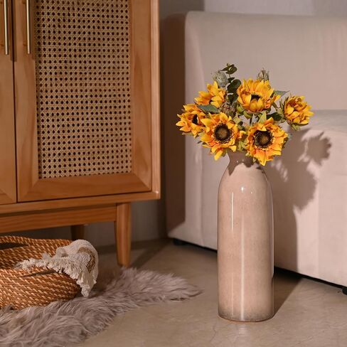 VICTOR & TERESA Beige Vase for Flowers, 14.2'' Tall Floor Vase, Decorative Ceramic Vase for Home Decor, Large Modern Boho Vase for Pampas Grass, Table, Centerpiece, Mantel, Living Room in Saudi Arabia