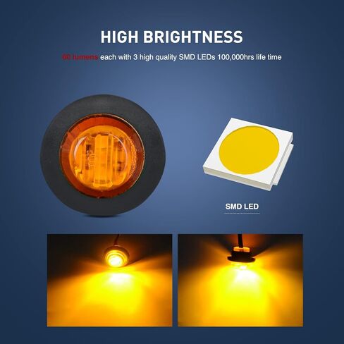 Nilight 3/4Inch Round Marker Light 10PCS Red LED Clearance Light 2 Connectors Side Indicator Bullet Marker Light IP68 Waterproof for Trailer Truck Camper Van Boat Bus, 2 Years Warranty in Saudi Arabia