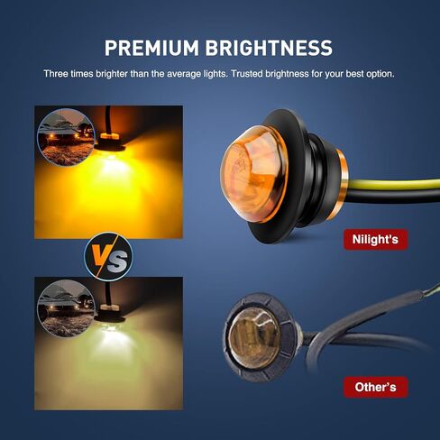 Nilight 3/4Inch Round Marker Light 10PCS Red LED Clearance Light 2 Connectors Side Indicator Bullet Marker Light IP68 Waterproof for Trailer Truck Camper Van Boat Bus, 2 Years Warranty in Saudi Arabia