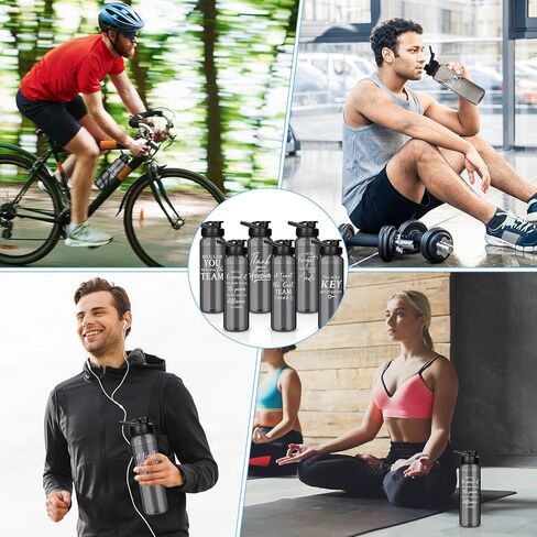 12 قطعة من Lallisa، هدايا شكر، هدايا تقدير، زجاجات مياه رياضية بلاستيكية سعة 24 أونصة مع سلسلة مفاتيح من السيليكون، هدايا ملهمة للموظفين، علامة شكر لزملاء العمل والنساء والرجال، رمادي in Kuwait