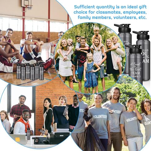 12 قطعة من Lallisa، هدايا شكر، هدايا تقدير، زجاجات مياه رياضية بلاستيكية سعة 24 أونصة مع سلسلة مفاتيح من السيليكون، هدايا ملهمة للموظفين، علامة شكر لزملاء العمل والنساء والرجال، رمادي in Kuwait