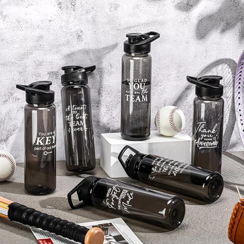 12 قطعة من Lallisa، هدايا شكر، هدايا تقدير، زجاجات مياه رياضية بلاستيكية سعة 24 أونصة مع سلسلة مفاتيح من السيليكون، هدايا ملهمة للموظفين، علامة شكر لزملاء العمل والنساء والرجال، رمادي in Kuwait