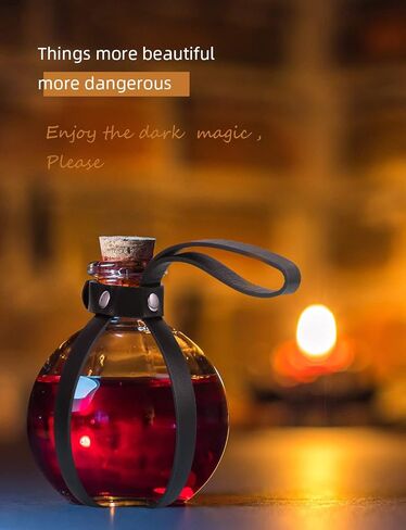 زجاجات الجرعة ديكور الهالوين مع حزام كورك الجنية قلادة رائعة، إكسسوارات عصر النهضة في العصور الوسطى للرجال البالغين الساحرة الساحرة التنكرية، دعامة زي سحري داكن، 250 مل أسود in Kuwait