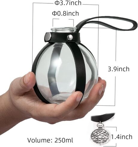 زجاجات الجرعة ديكور الهالوين مع حزام كورك الجنية قلادة رائعة، إكسسوارات عصر النهضة في العصور الوسطى للرجال البالغين الساحرة الساحرة التنكرية، دعامة زي سحري داكن، 250 مل أسود in Kuwait