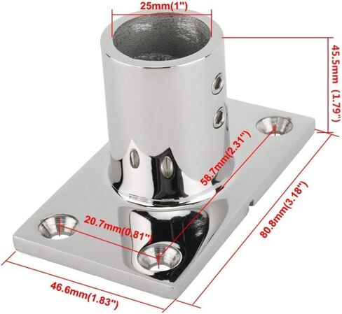 YaeMarine 4 قطعة 1 ''25 مللي متر معدات بحرية قارب مستطيلة قاعدة مركبة بحرية درابزين تركيب الأجهزة مركب من الستانلس ستيل ملحقات in Kuwait