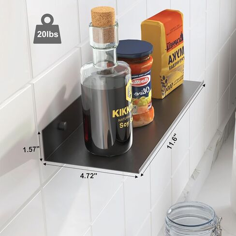 أرفف حائط معدنية من Fixwal، مجموعتان من الأرفف العائمة لديكور الحمام وغرفة النوم وغرفة المعيشة والنباتات (أسود) in Kuwait