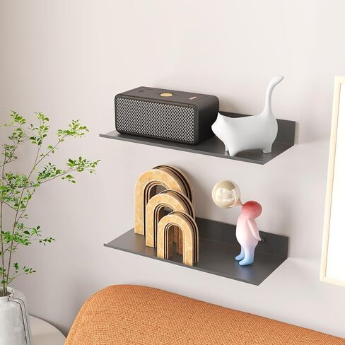 أرفف حائط معدنية من Fixwal، مجموعتان من الأرفف العائمة لديكور الحمام وغرفة النوم وغرفة المعيشة والنباتات (أسود) in Kuwait