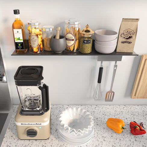 أرفف حائط معدنية من Fixwal، مجموعتان من الأرفف العائمة لديكور الحمام وغرفة النوم وغرفة المعيشة والنباتات (أسود) in Kuwait