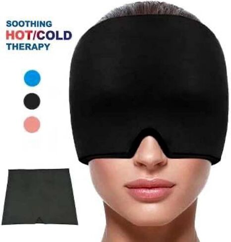 Migraine Ice Head Wrap for Tension, Puffy Eyes, Sinus Headache, and Stress Relief - Cold Color Black Headache Relief Targeted Hot and Cold Therapy for Instant Adjustable Hot and Cold Hat for Tension in Saudi Arabia