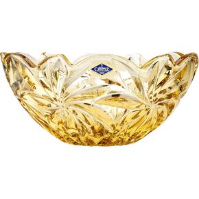 Bohemia Crystal AU52672 11.25" Bowl «FLORA» 28 cm, Decorative Bowl, Fruit Bowl, Centerpiece, Amber