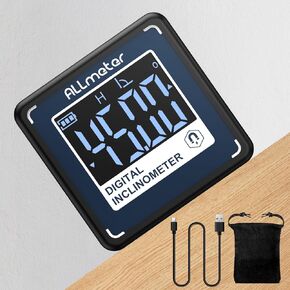 Digital Rechargeable Level Box Protractor Angle Finder Level Gauge Inclinometer Magnetic Base Backlight,VA Display,Type-C Charging,IP54 for Woodworking Building Saw Blade,Construction