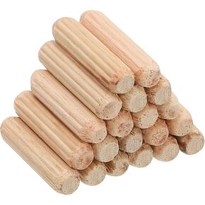 PATIKIL 1/4x1" Wooden Dowel Pins, 200Pack Wood Dried Fluted and Beveled Variety Bucket for DIY Crafts and Home Decor
