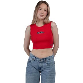 Hype & Vice Cut-Off Tank for Women (Large) - University of Mississippi Top for Women, Cropped Fit Tank, College Shirts for Game Days - Red
