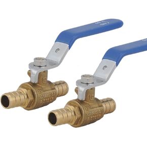 LD Valve- 1/2" PEX Brass Ball Valve, 1/2-in Pex LF Brass Shut off Ball Valve with Blue Long Lever, 1/4 Turn PEX Barb Water Valve with cUPC Certified for Cold and Hot water (2-Pack)