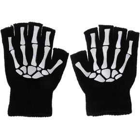 Half Finger Skeleton Cycling Gloves Riding Bike Sports Bicycle Keeping Warm for Outdoor Walking Hiking in Cold Weather Skeleton Half Finger Polyester