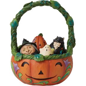 Enesco Jim Shore Heartwood Creek Halloween Basket and Miniature Figurine Set, 8.46 Inch, Multicolor