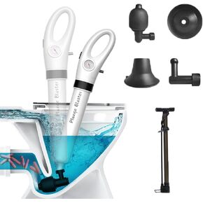 PLUNGE BLASTER Toilet Plunger,High Pressure Air Drainage Injector, Pneumatic Sewer Piston with Visual Air Pressure Gauge,Bathrooms, Sinks, Floor Drains, Kitchens, and Plumbing Clogs.