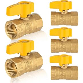 Gas Ball Valve,3/8-Inch FIP x3/8-Inch FIP Brass Plumbing Fittings for Gas Systems(1/4 Turn,2Pack)