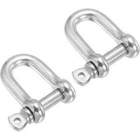 PATIKIL 5/16" / 8mm Screw Pin Shackle, 2Pcs M8 Stainless Steel D Ring Shaped Screw Shackles for Heavy Lifting Chains Outdoor Camping, Silver Tone