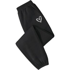 Floerns Women's Heart Print Elastic Waisted Sweatpants Joggers Pants with Pocket