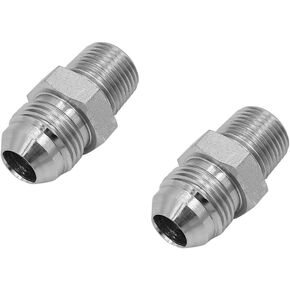 (2-PACK) 2404-08-06 Hydraulic Hose Adapter Fitting 1/2" Male JIC 37° Flare (3/4"-16UNF) × 3/8" Male (3/8"-18NPTF) SAE Straight Pipe Joints Tube Connector Carbon Steel
