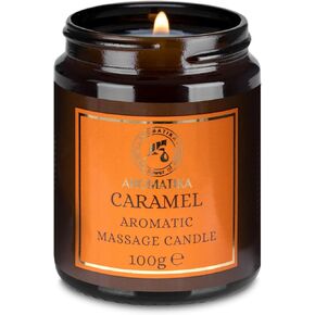 Scented Massage Candle Caramel - Soy Wax Candle 3.5Oz - Blend of Coconut and Almond Oils - Vanilla Oleoresin - Relaxing Massage Candle - Body Care - Calming - Beauty - Aromatherapy - Glass Candle Gift