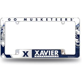 Rico Industries NCAA Xavier Musketeers Primary 12" x 6" Chrome All Over Automotive License Plate Frame for Car/Truck/SUV