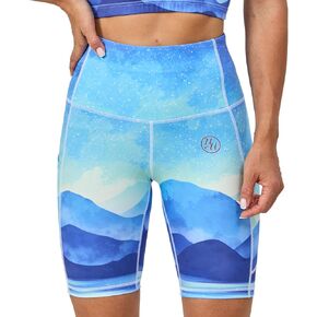 UIUO-UIPEU High Waisted Biker Shorts for Women Workout Shorts Athletic Leggings Tights Running Printed Yoga Shorts