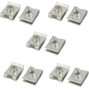 uxcell Fit M6 Screw Manganese Steel U Clip Nut Silver Tone 19mm x 14mm 10pcs