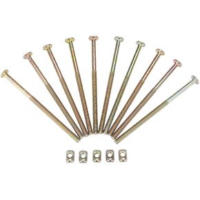 Hilitand 10Pcs Baby Bed Crib Screws Hardware Replacement Kit Carbon Steel 120mm Furniture Bolts with 6mm Barrel Nuts Connector Fastener