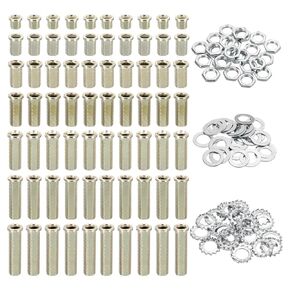 PATIKIL M10 Round Head Hollow Screw Bolts, 4 in 1 / 140Pieces Through Hole Bolt Chandelier Fasteners with Round Head Nut and Gasket