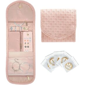 Jewelry Holder Organizer Travel - PU Leather Travel Jewelry Case Organizer for Rings, Necklaces, Bracelets & Earrings