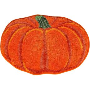 AnyDesign Fall Bathroom Rug Cute Pumpkin Shape Bath Mat Autumn Orange Non Slip Shower Rugs Foot Mat Front Door Mat Carpet Floor Rug for Kitchen Bedroom Living Room Family Decor