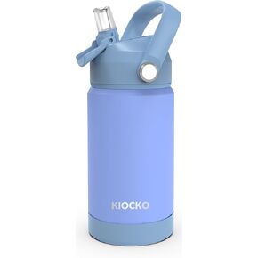 Kids Insulated Water Bottle with Straw,12oz Toddler Cups with Stainless Steel Leak Proof for School Boys Girls（Orange-Mix）