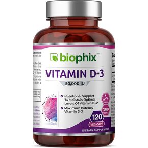 biophix Vitamin D-3 50000 IU 120 Vcaps - High-Potency Supports Strong Bones Immune Health