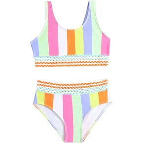 SOLY HUX Toddler Girl's Color Block Striped Bikini Sets Two Piece Swimsuit Bathing Suits