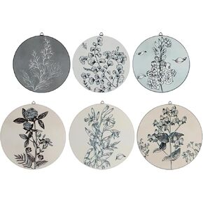 6 Pieces Farmhouse Wall Decor Set Boho Wall Decor Minimalist Hanging Art Wall Boho Wall Art Farmhouse Bedroom Living Room Office (Round)(Color:Multicolor)