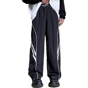 Y2k Wide Leg Sweatpants Baggy Pants Men Track Pants Vintage Parachute Pants Hip Hop Oversized Streetwear