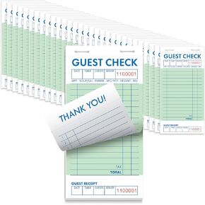 Guest Check Pads, Waitress Notepad for Restaurants, Server Pads, 50 Double-Sided Perforated Sheets, 2500 Total Sheets, 6.8" x 3.4", by Better Office Products (50 Pack)