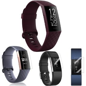 Screen Protector Guard Saver for Fitbit Charge 2, Charge 3, Charge 4 TPU Hydrogel Film Cover 3-Pack (Charge 3)
