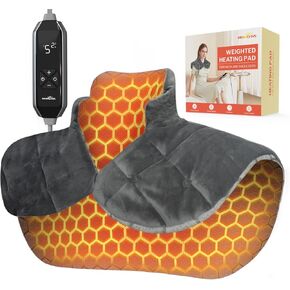 HOMLYNS RelaxRite Graphene Heating Pad for Neck and Shoulders, 2.2lb Weighted Electric Neck Heating Pad for Pain Relief, 10 Heat Levels & 4 Timer Settings, Gifts for Mom Dad Christmas Birthday