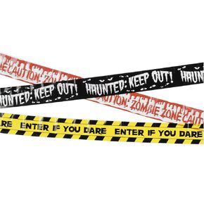 Halloween Fright Tape - Enter If You Dare - Caution Zombie Zone - Haunted Keep Out - 3 pack, Creepy Scary Decoration Tape