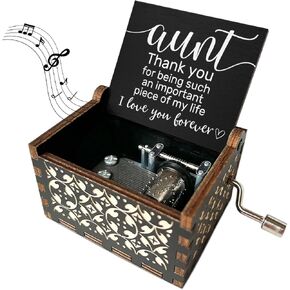 Gifts for Aunts Thank You for Being Such an Important Piece of My Life Wood Music Boxes for Aunt Birthday Gifts from Niece Nephew Vintage Hand Crank U R My Sunshine Wooden Music Box - JRM639