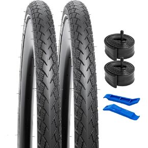 YUNSCM 2-PCS 26" Bike Tires 26x1.75/47-559 60TPI Nylon Antipuncture Protection and 26" Bike Tubes Schrader Valve Compatible with Road Bike 26x1.50 26x1.75 26x1.90 Bike Bicycle Tires and Tubes (W-3109)