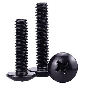 1/4-20 x 1-1/4" Truss Head Machine Screws Black, Phillips Drive, 304 Stainless Steel 18-8, Black Oxide Coated Finish, Corrosion Resistant Round Head Machine Screws, Full Thread, Coarse Thread, 25 PCS